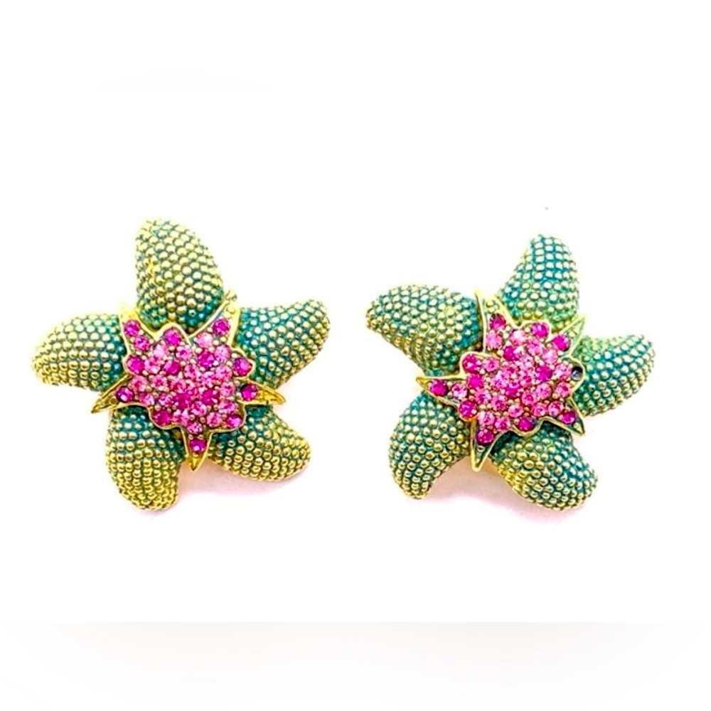 Stunning Barrera Sea Star Clip-on Earrings. Iconic. Excellent vintage condition